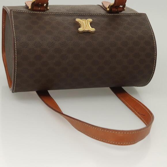 CELINE Macadam Canvas Hand Bag Pvc Leather Brown Gold - Picture 6 of 13